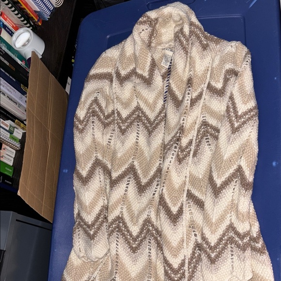 Lucky Brand Cream and Brown Chevron Cardigan - Picture 3 of 8